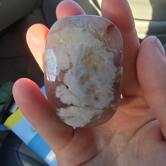 Flower Agate Crystal Palm Stone [J] - Picture 3 of 3